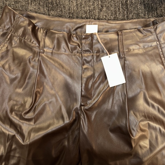 Brown Faux Leather Pants - Picture 4 of 7